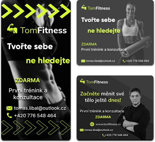 Komplex bannerů pro sociální sítě (SMM design) v rámci rebrandingu TomFitness